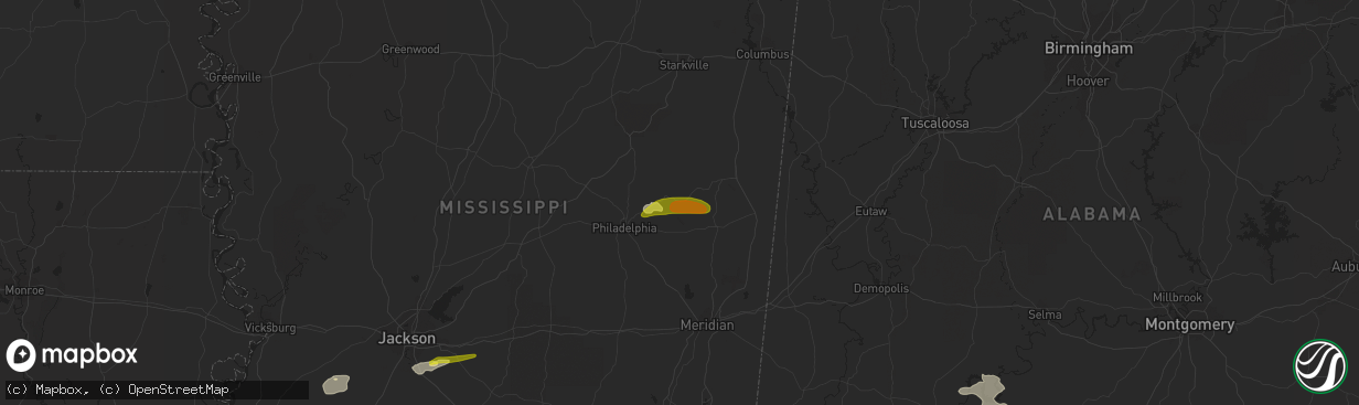 Hail map in Preston, MS on March 7, 2017