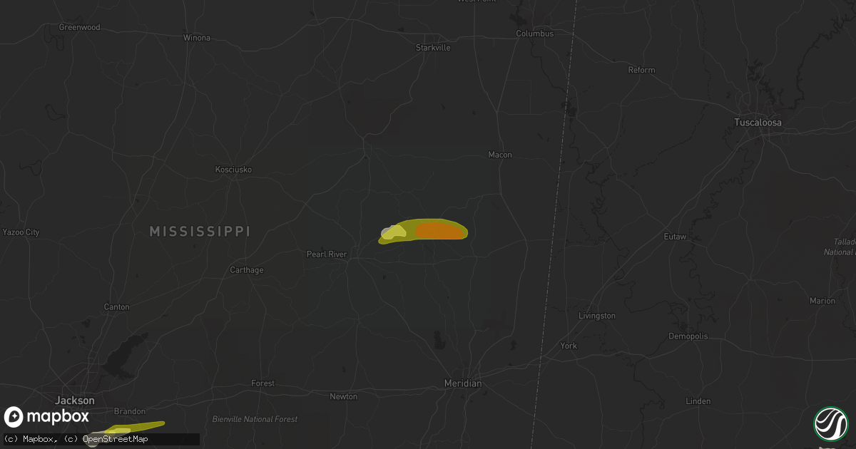 Hail map in Preston, MS on March 7, 2017
