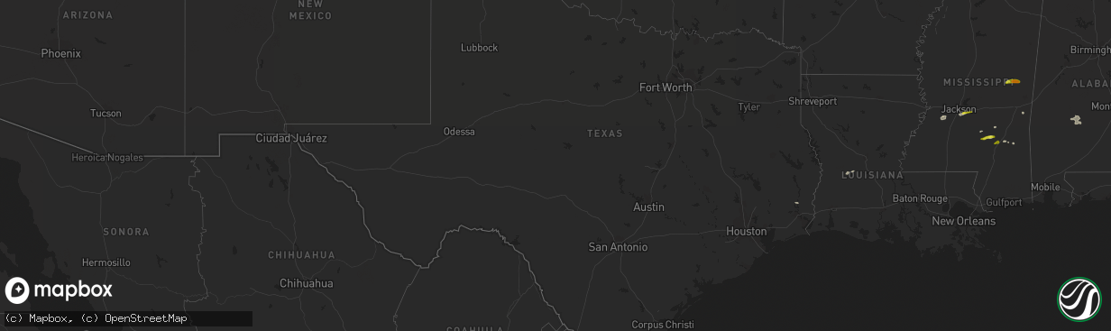 Hail map in Texas on March 7, 2017