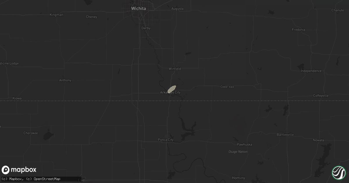 Hail map in Arkansas City, KS on March 7, 2024