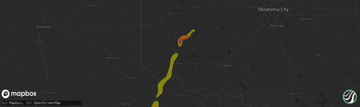 Hail map in Blair, OK on March 7, 2024