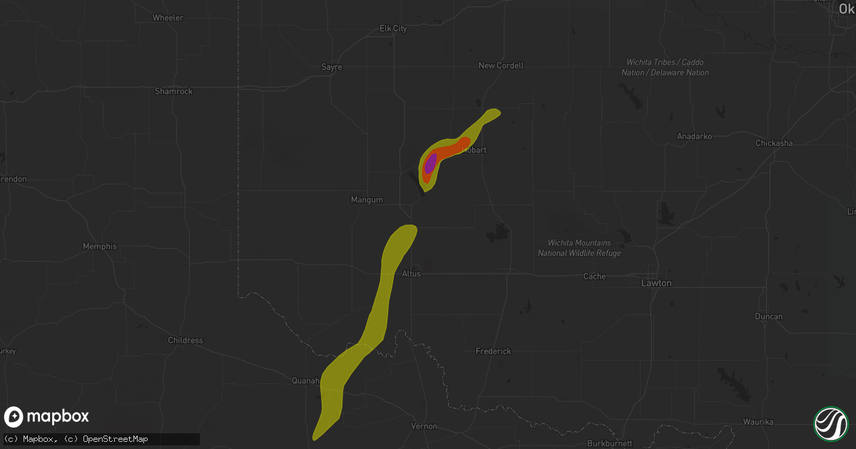 Hail map in Blair, OK on March 7, 2024