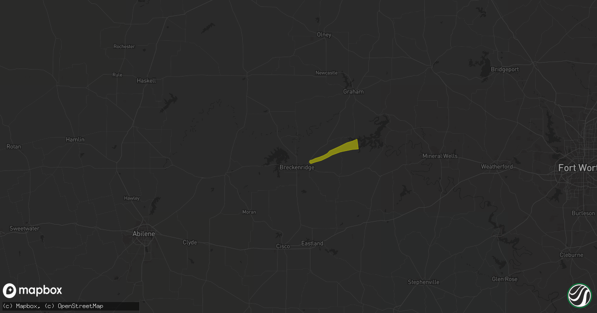 Hail map in Breckenridge, TX on March 7, 2024