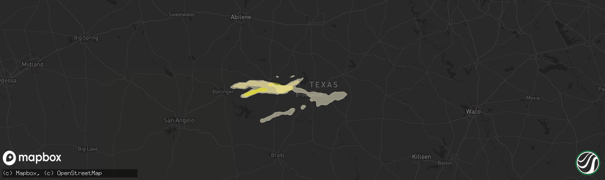 Hail map in Brownwood, TX on March 7, 2024