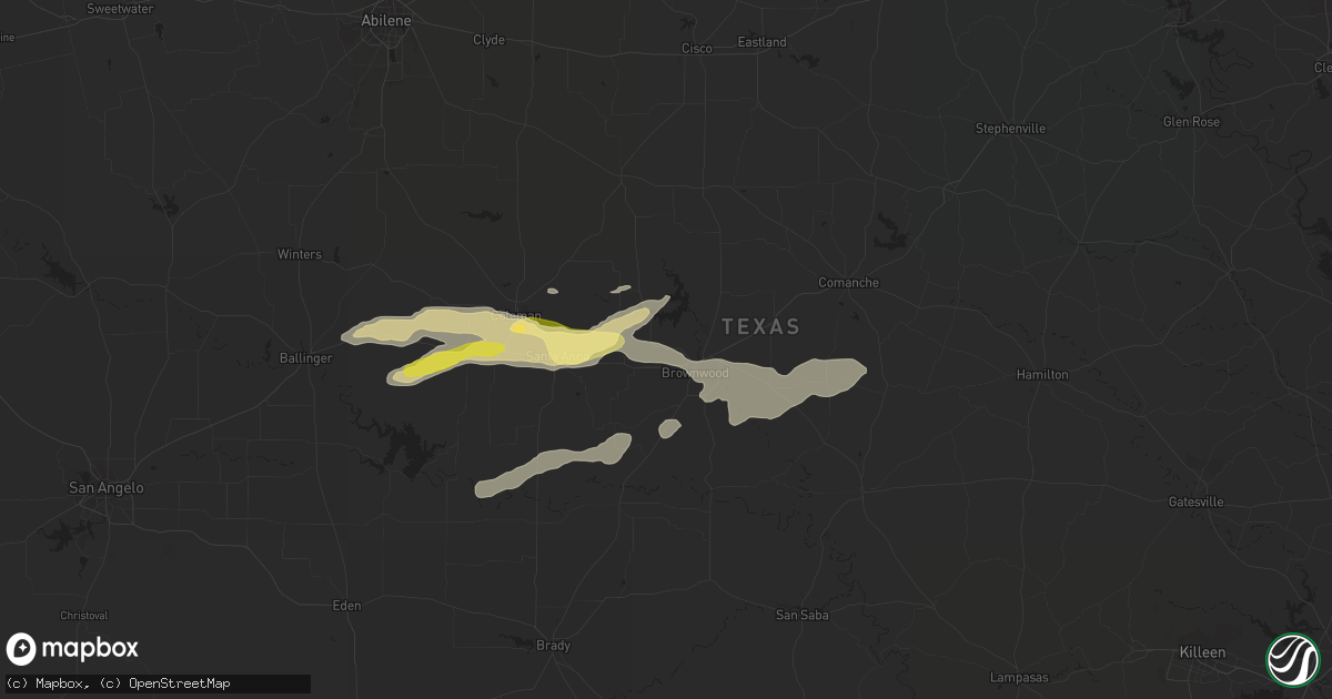 Hail map in Brownwood, TX on March 7, 2024