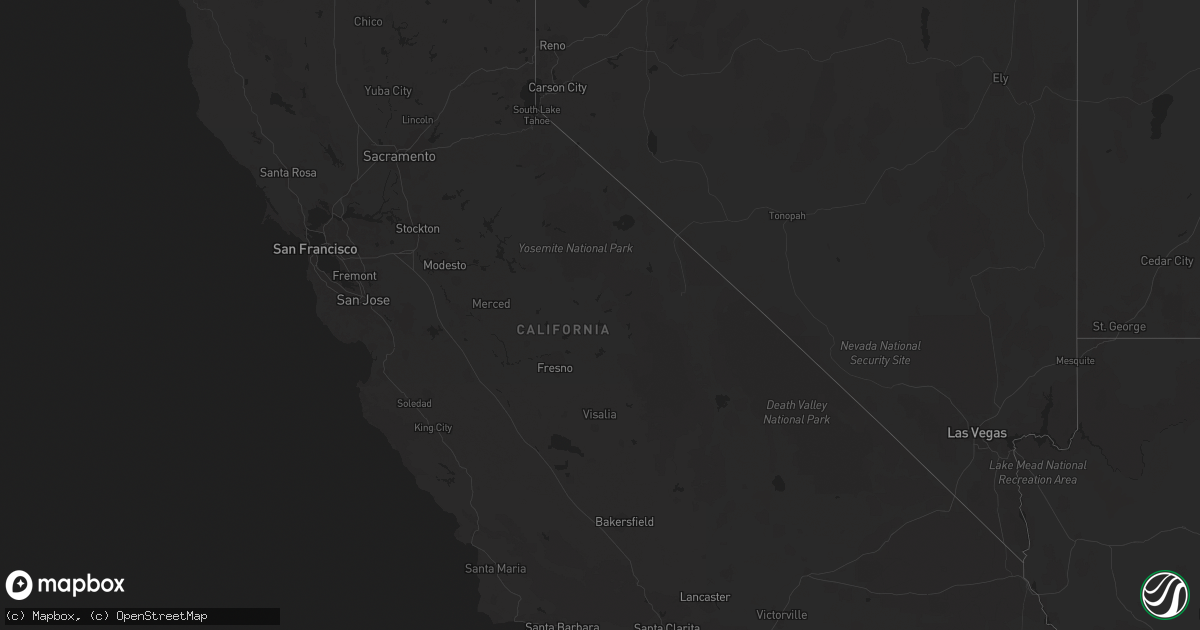 Hail map in California on March 7, 2024