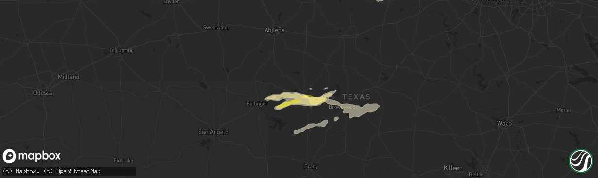 Hail map in Coleman, TX on March 7, 2024