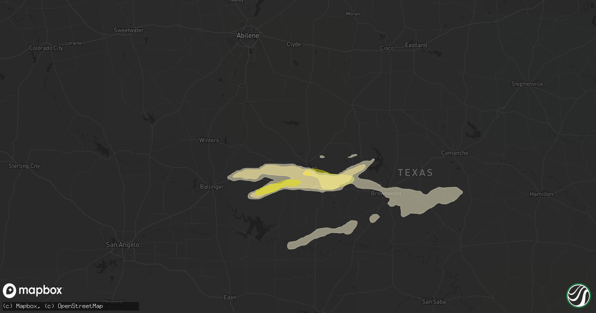 Hail map in Coleman, TX on March 7, 2024