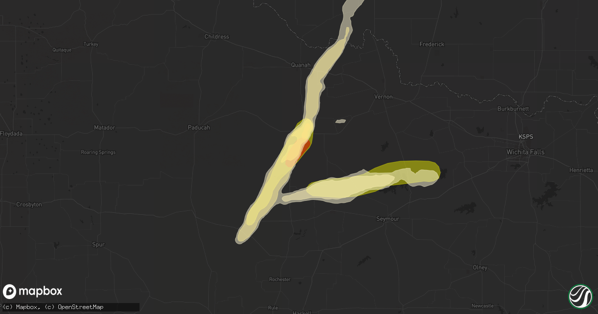 Hail map in Crowell, TX on March 7, 2024