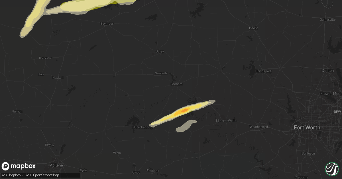 Hail map in Graham, TX on March 7, 2024