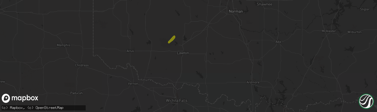 Hail map in Lawton, OK on March 7, 2024