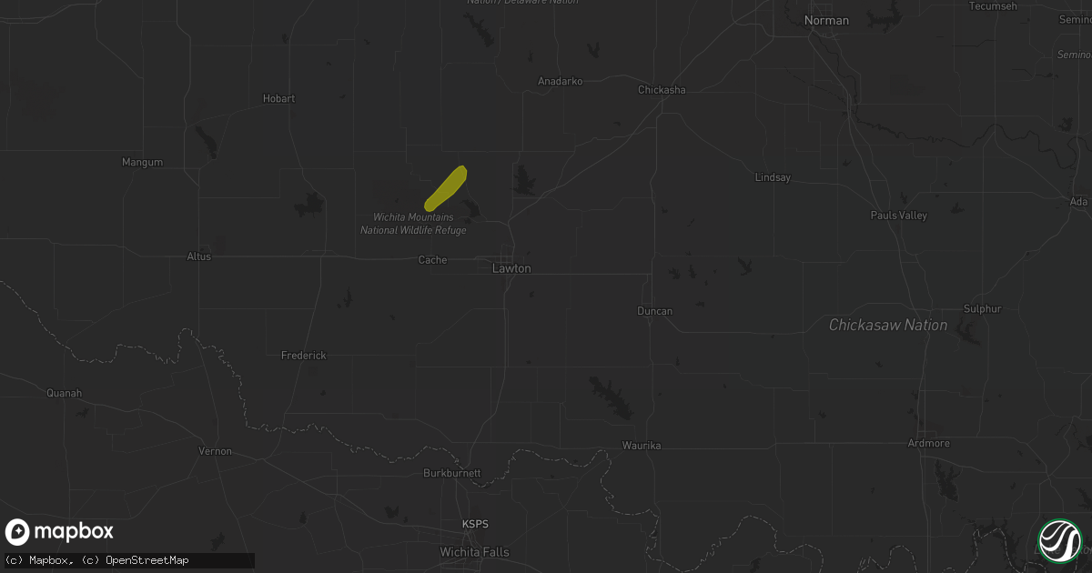 Hail map in Lawton, OK on March 7, 2024