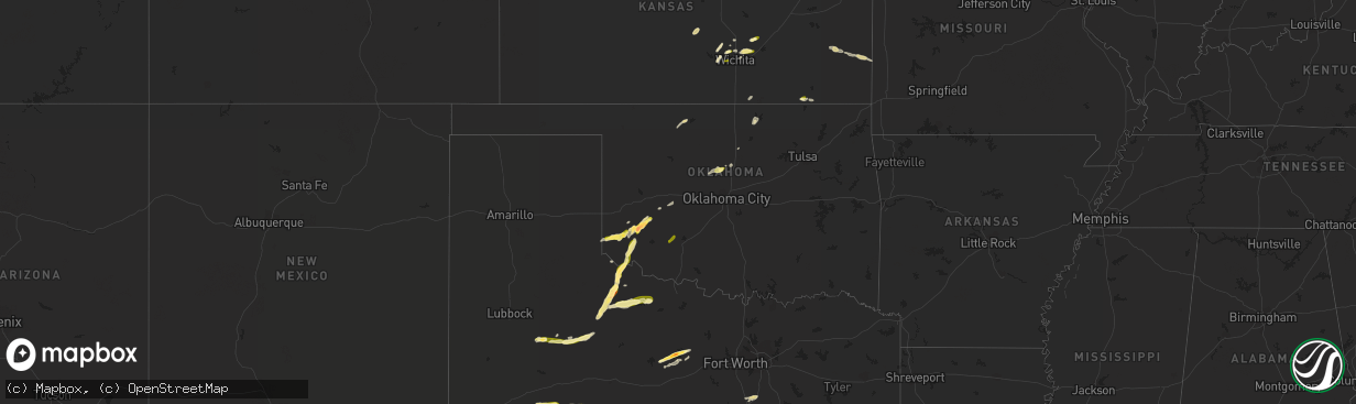 Hail map in Oklahoma on March 7, 2024