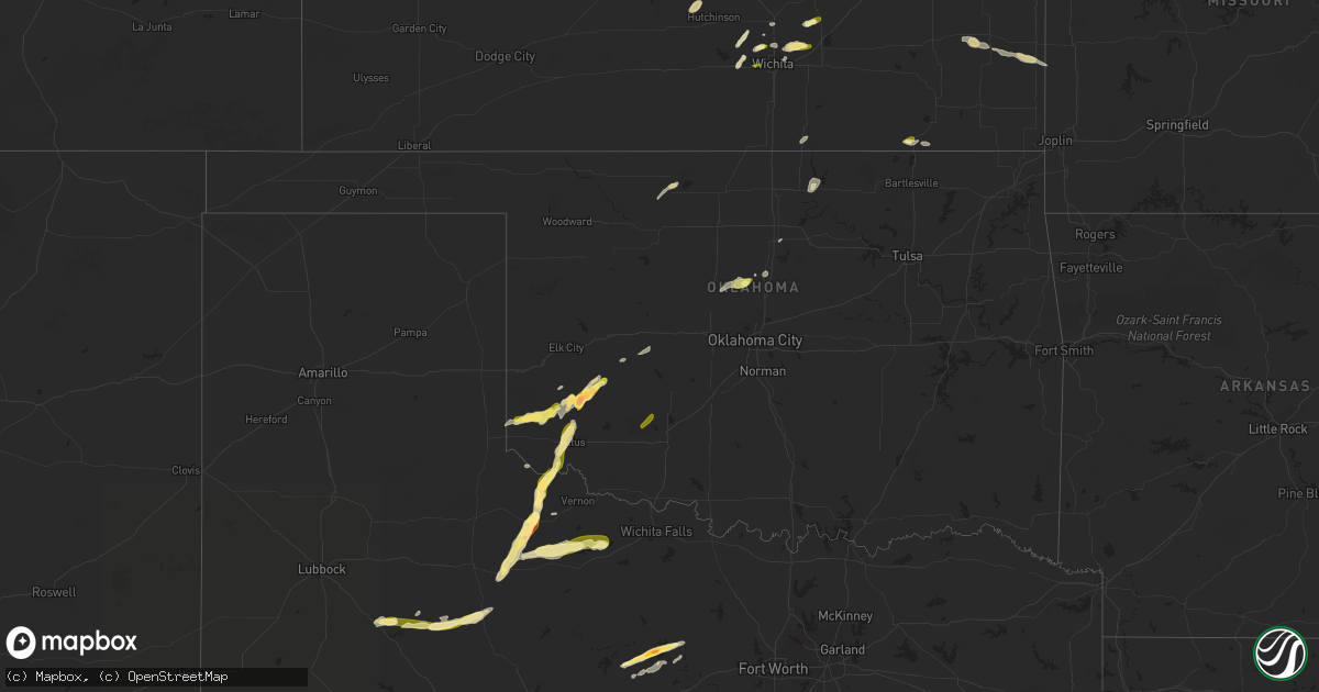 Hail map in Oklahoma on March 7, 2024
