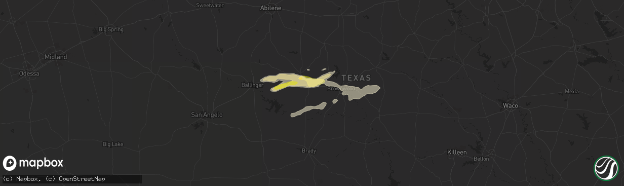 Hail map in Santa Anna, TX on March 7, 2024