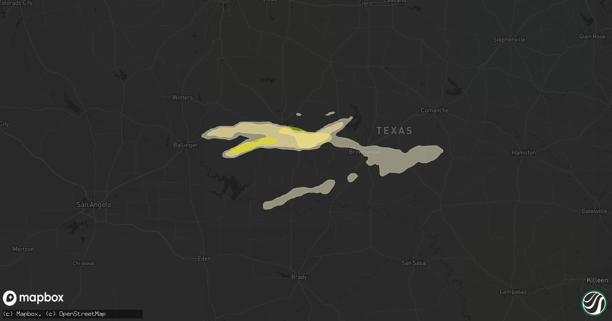 Hail map in Santa Anna, TX on March 7, 2024