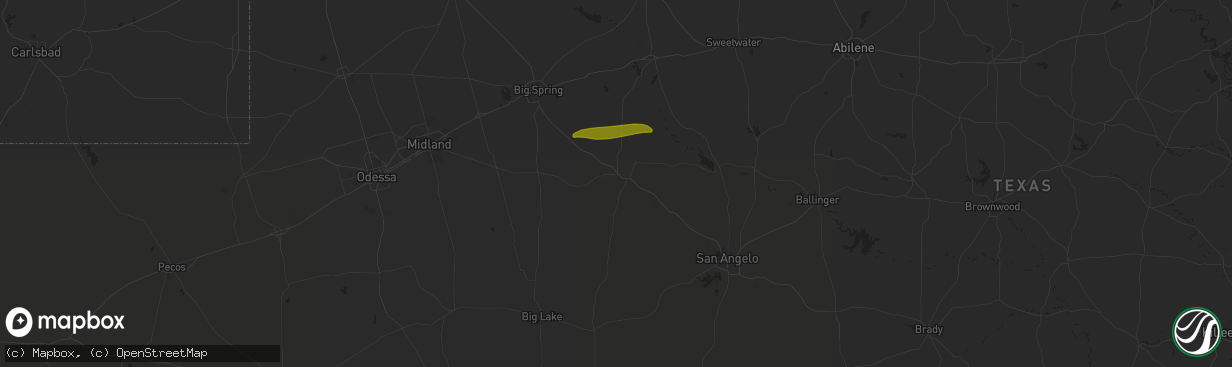 Hail map in Sterling City, TX on March 7, 2024