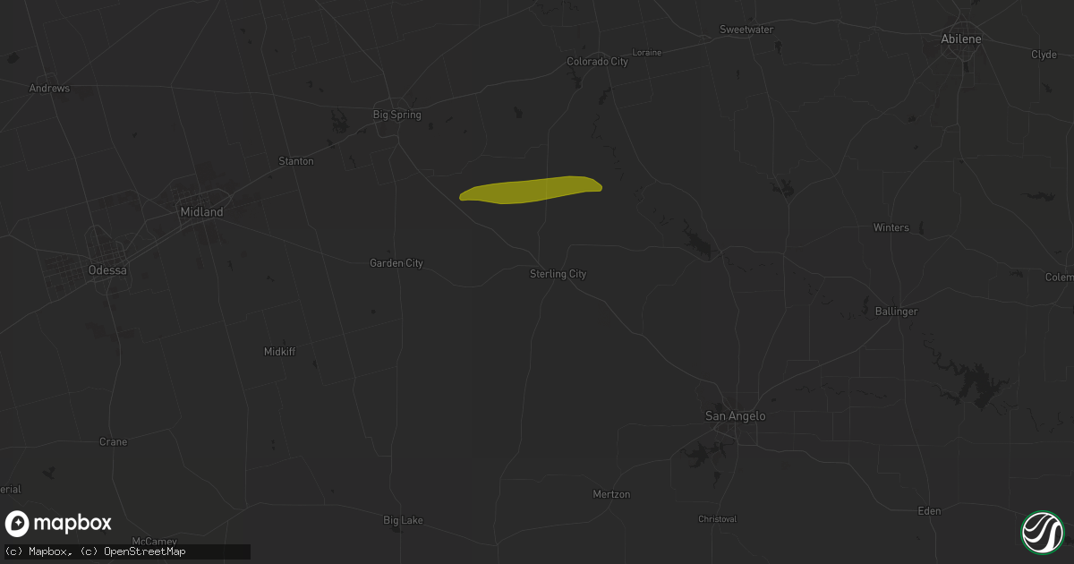 Hail map in Sterling City, TX on March 7, 2024