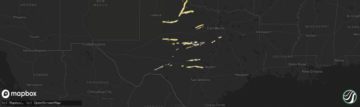 Hail map in Texas on March 7, 2024