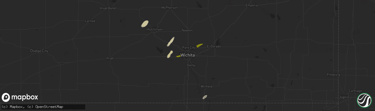 Hail map in Wichita, KS on March 7, 2024