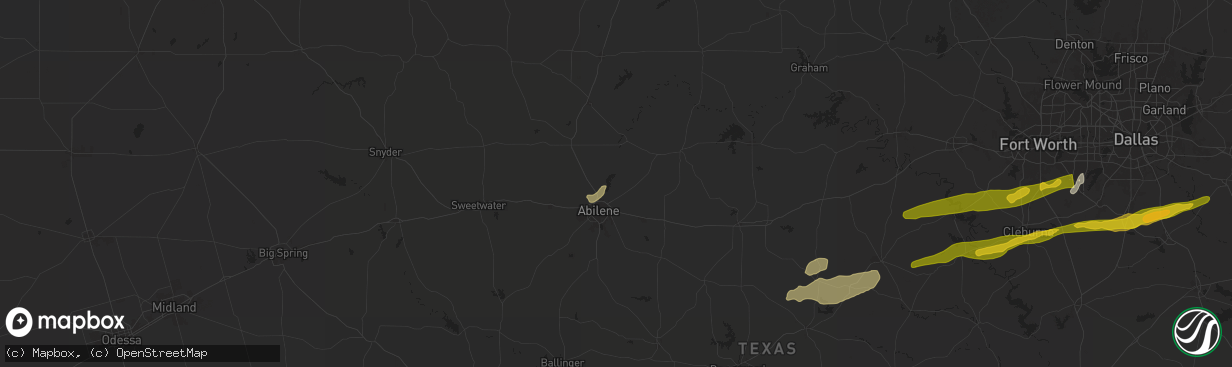 Hail map in Abilene, TX on March 7, 2025