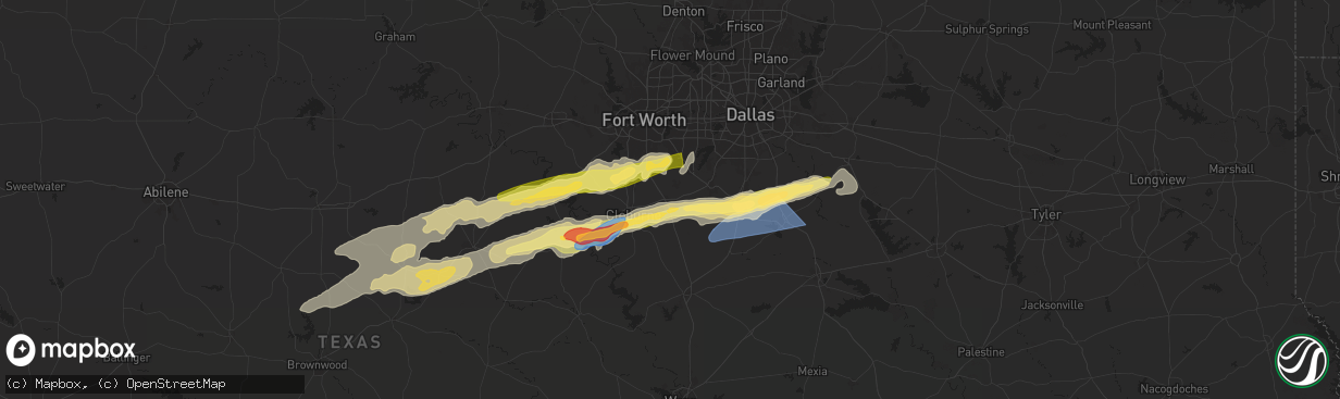 Hail map in Alvarado, TX on March 7, 2025