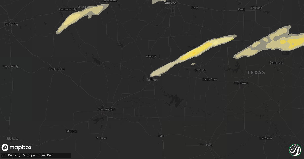 Hail map in Ballinger, TX on March 7, 2025