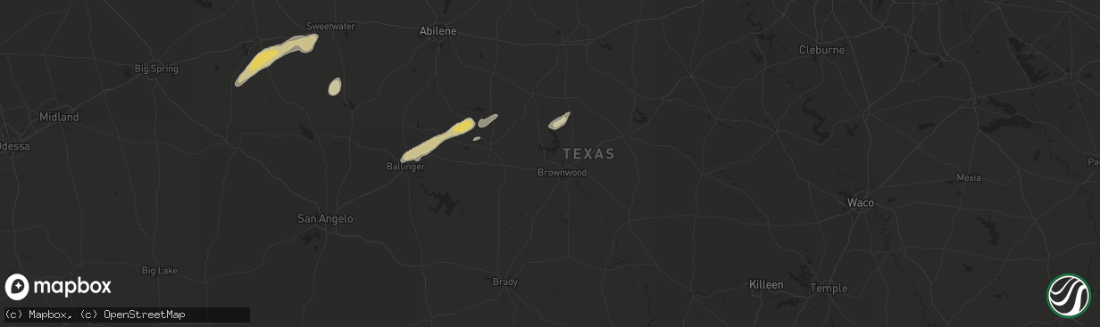 Hail map in Brownwood, TX on March 7, 2025