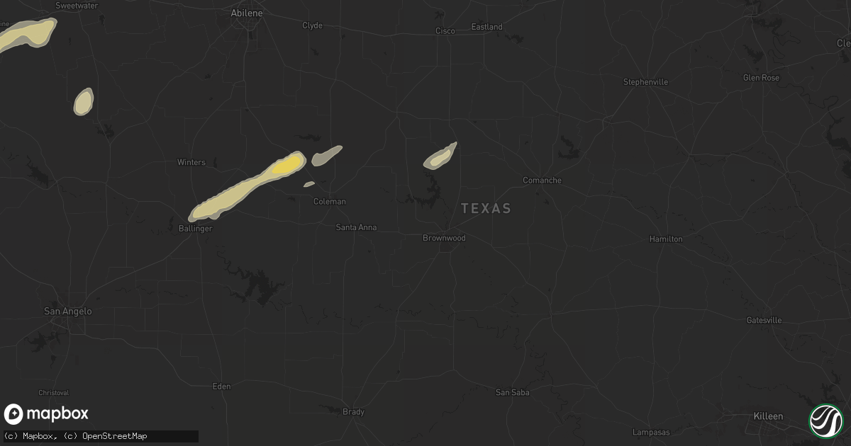 Hail map in Brownwood, TX on March 7, 2025
