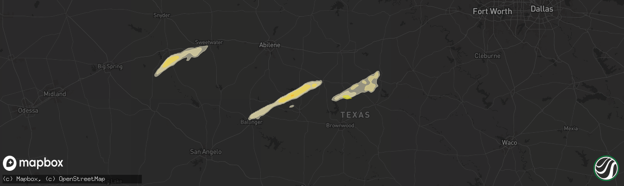 Hail map in Burkett, TX on March 7, 2025