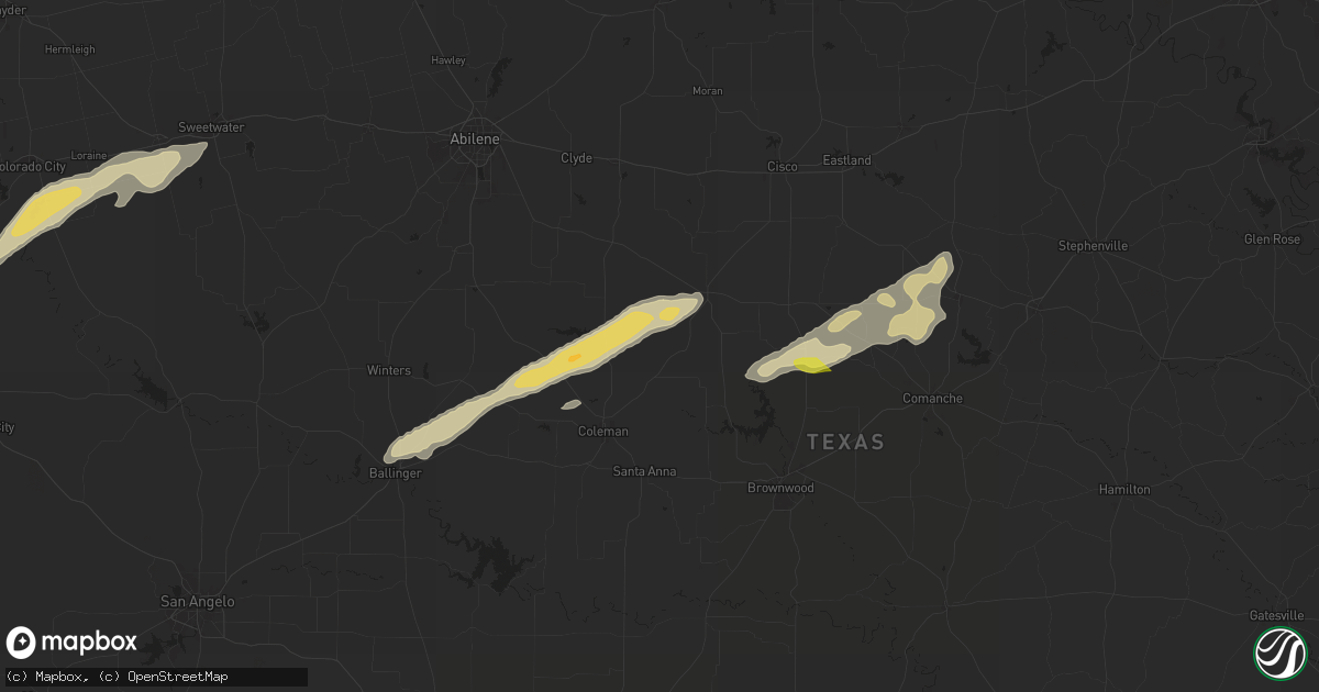 Hail map in Burkett, TX on March 7, 2025