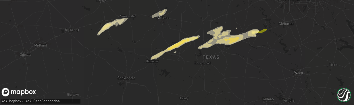 Hail map in Coleman, TX on March 7, 2025