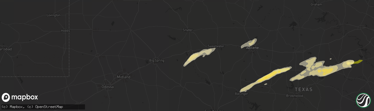 Hail map in Colorado City, TX on March 7, 2025