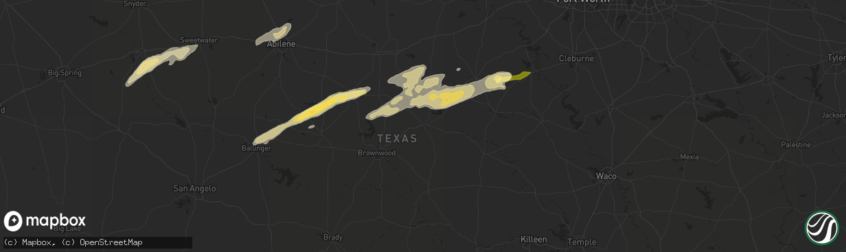 Hail map in Comanche, TX on March 7, 2025