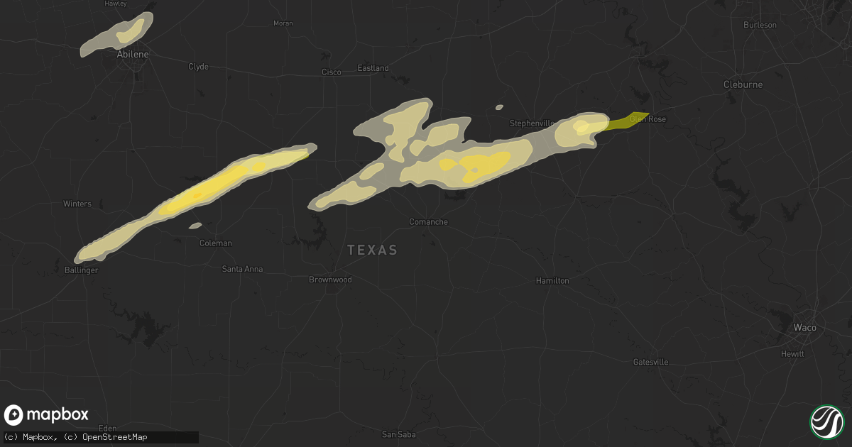 Hail map in Comanche, TX on March 7, 2025