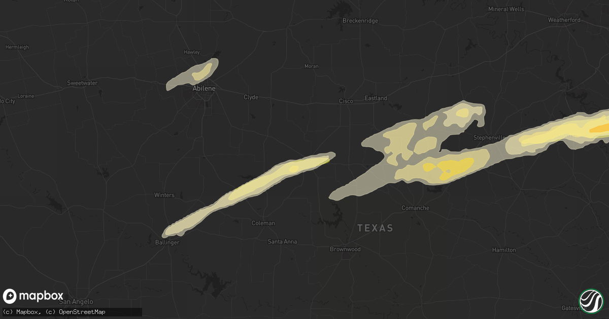 Hail map in Cross Plains, TX on March 7, 2025