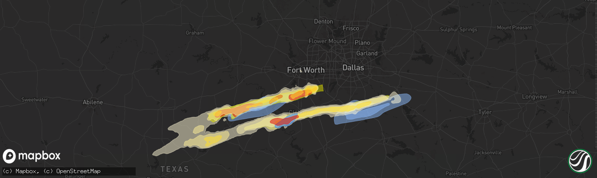 Hail map in Crowley, TX on March 7, 2025