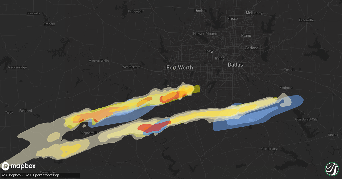 Hail map in Crowley, TX on March 7, 2025