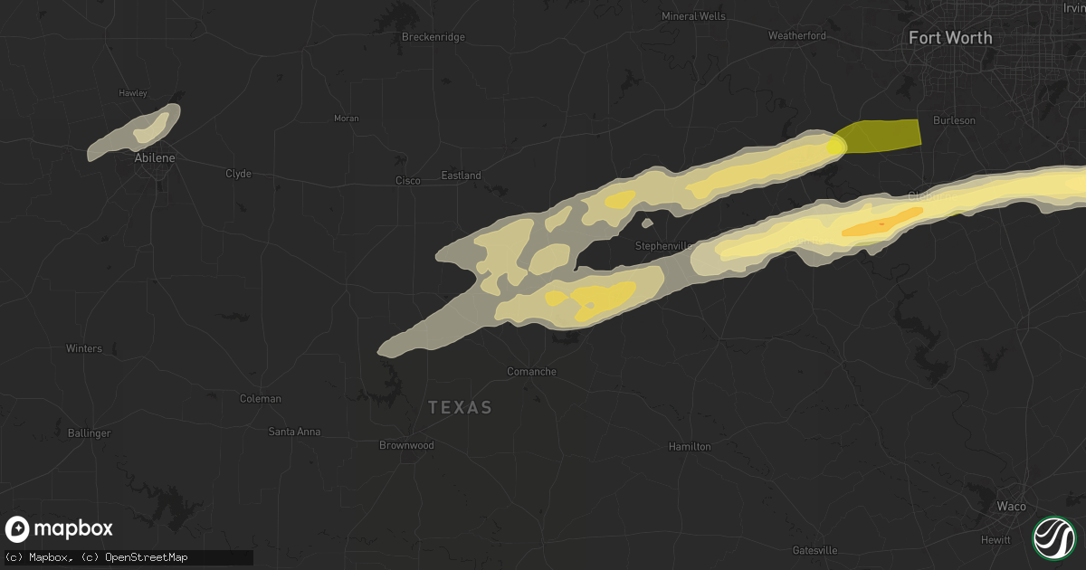 Hail map in De Leon, TX on March 7, 2025
