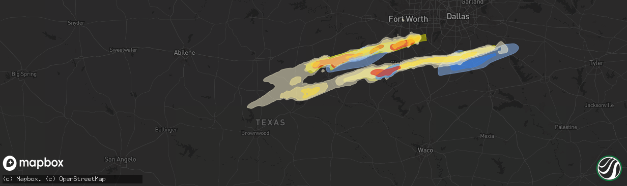 Hail map in Dublin, TX on March 7, 2025