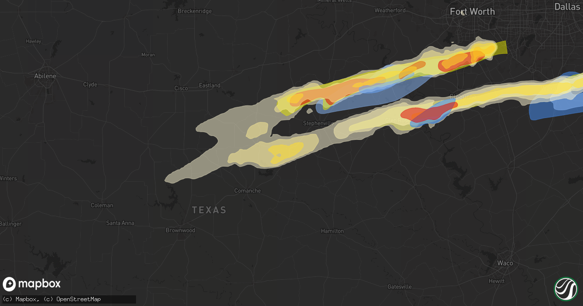 Hail map in Dublin, TX on March 7, 2025