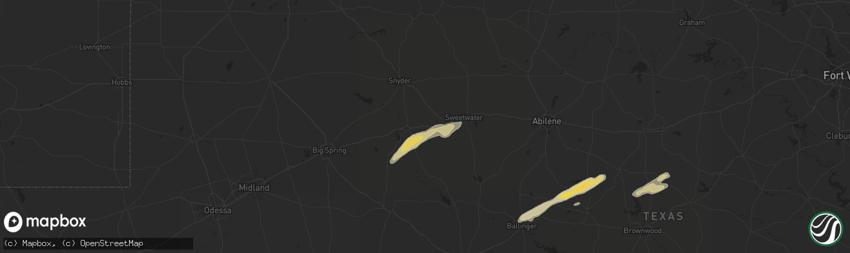 Hail map in Loraine, TX on March 7, 2025