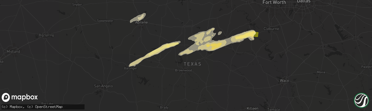 Hail map in May, TX on March 7, 2025