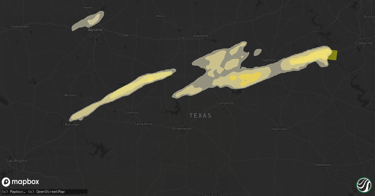 Hail map in May, TX on March 7, 2025