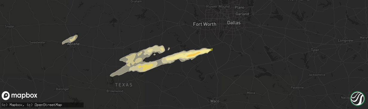 Hail map in Rainbow, TX on March 7, 2025