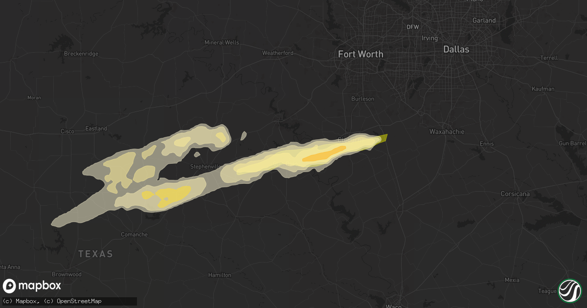 Hail map in Rainbow, TX on March 7, 2025