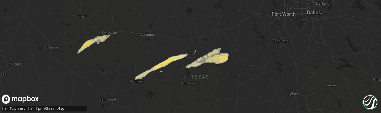 Hail map in Rising Star, TX on March 7, 2025