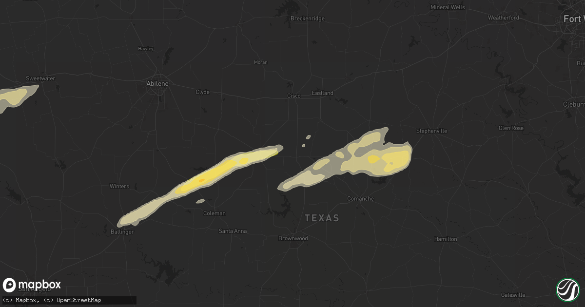 Hail map in Rising Star, TX on March 7, 2025