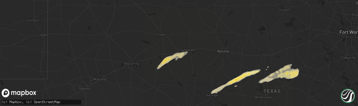 Hail map in Roscoe, TX on March 7, 2025