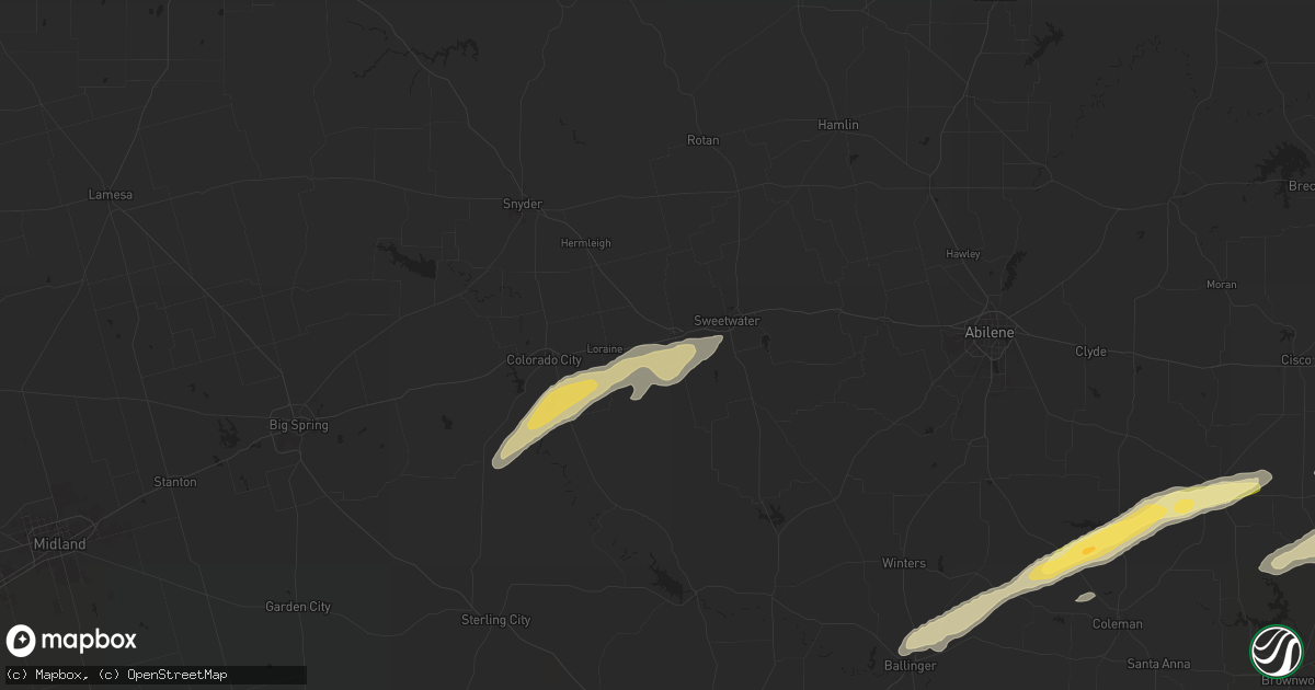 Hail map in Roscoe, TX on March 7, 2025